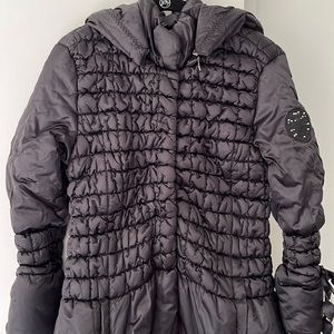 MonnaLisa Girls 11  Black Long Dressy Puffer Coat